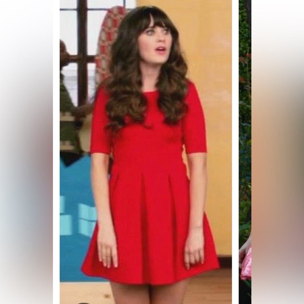 Rare Red Zara Dress ASO Zooey Deschanel  XS